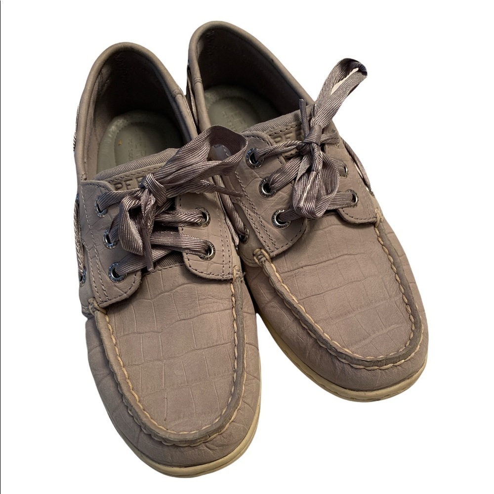 Sperry Gray Flats with Moccasin Design and Slip-On Comfort